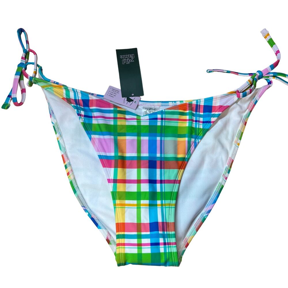 Wild Fable Women's Plaid Side-Tie Cheeky Bikini Bottom - Size XL - NWT